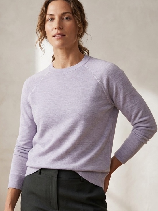 J. Crew Sweaters - J. Crew Collection Merino Wool Raglan Sweatshirt Style Sweater S Lavender